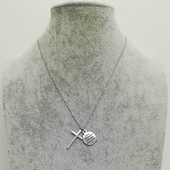 Christian Bible Verse Scripture Cross Necklace - Picture 3 of 4